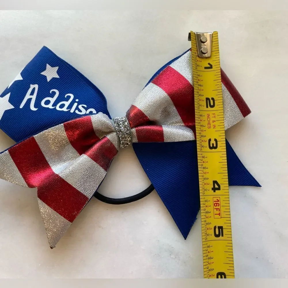 Three Large Girl Bows “Addison” “A” and Red